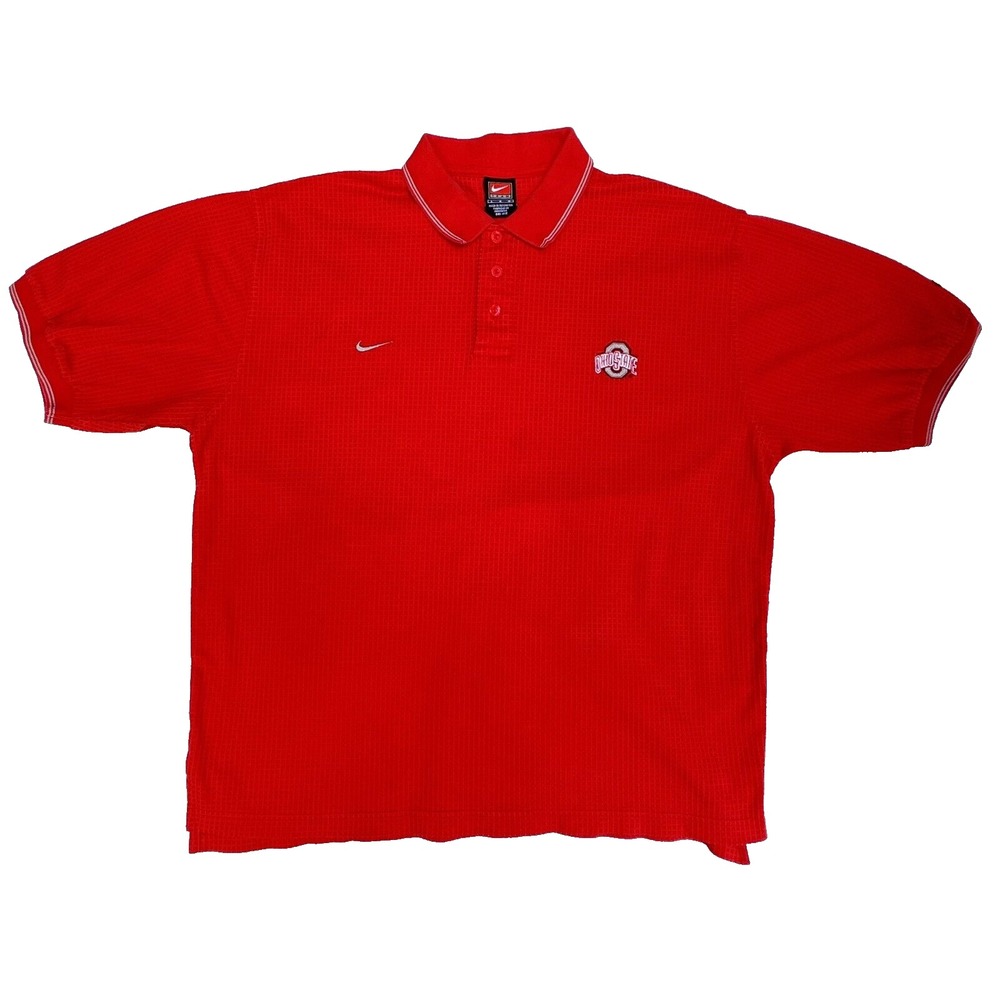 Ohio State Buckeyes Nike Dri-Fit Polo Short Sleeve Shirt Emborber Red NCAA